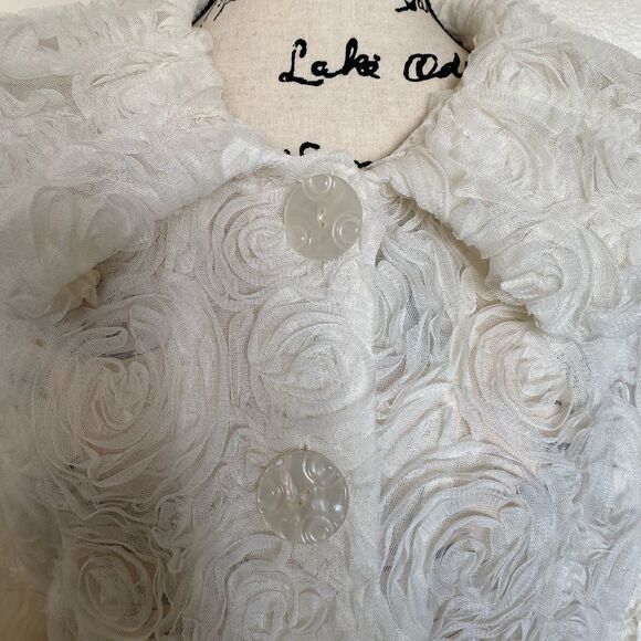 I.C. By Connie Off White Tulle Jacket Size M - Picture 3 of 9